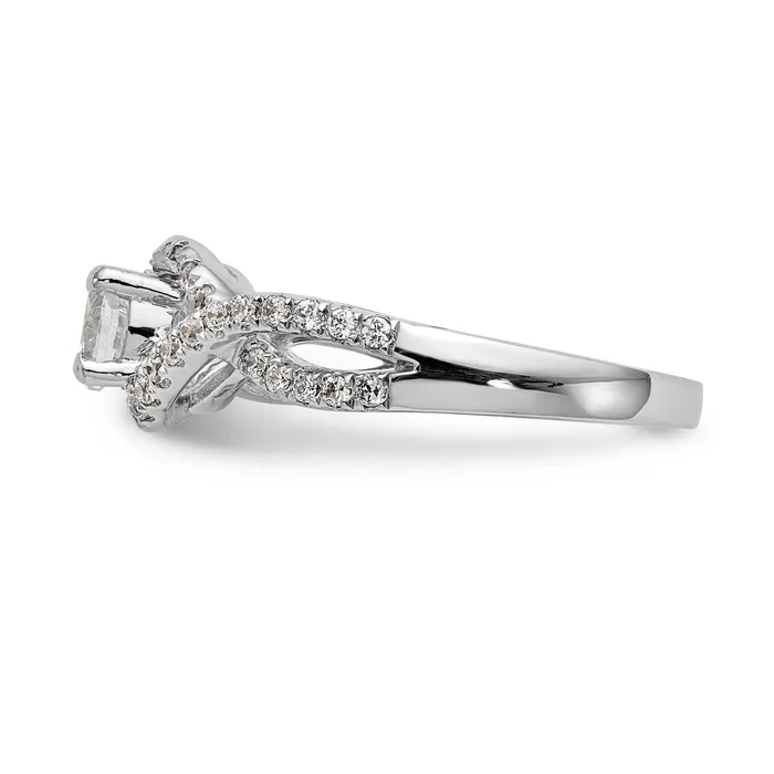 Goldiacom Rings 14k White Gold Diamond Round CZ By Pass Engagement Ring