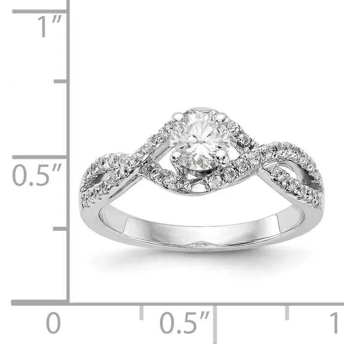 Goldiacom Rings 14k White Gold Diamond Round CZ By Pass Engagement Ring