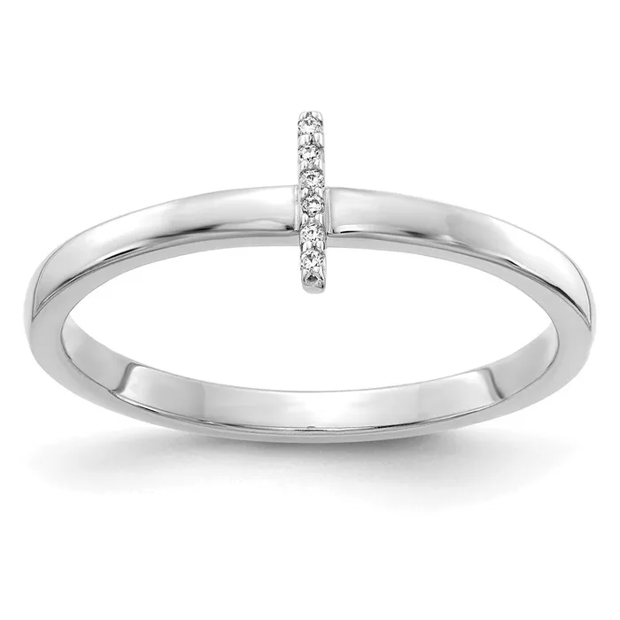 Goldiacom Rings 14k White Gold Real Diamond Initial I Ring