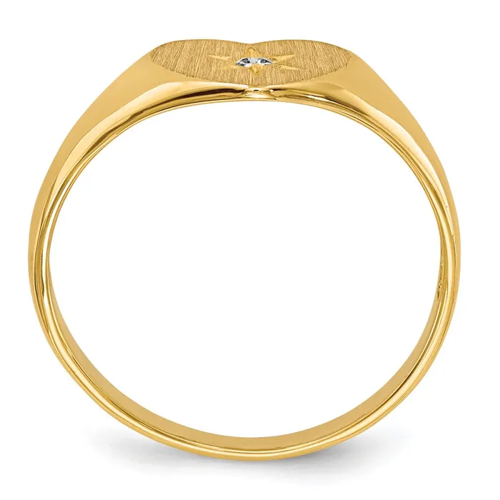 Goldiacom Rings 14K Yellow Gold 01ct Real Diamond 70x100mm Open Back Heart Signet Ring
