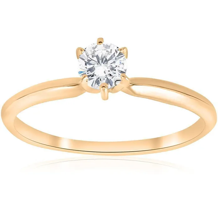 Goldiacom Rings 14k Yellow Gold 14ct Round Diamond Solitaire Engagement Ring Jewelry Brilliant Goldiacom Rings 14k Yellow Gold 14ct Round Diamond Solitaire Engagement Ring Jewelry Brilliant