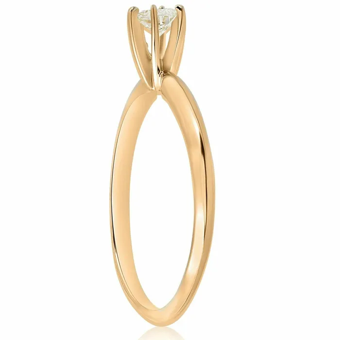 Goldiacom Rings 14k Yellow Gold 14ct Round Diamond Solitaire Engagement Ring Jewelry Brilliant