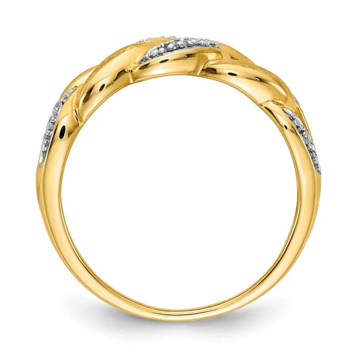Goldiacom Rings 14K Yellow Gold Rhodium Real Diamond Ring