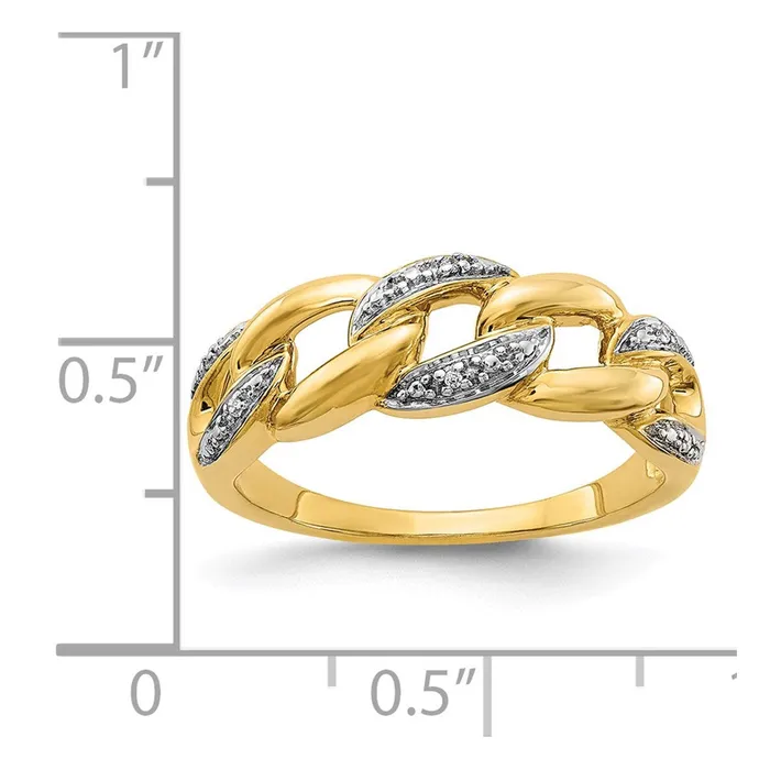 Goldiacom Rings 14K Yellow Gold Rhodium Real Diamond Ring