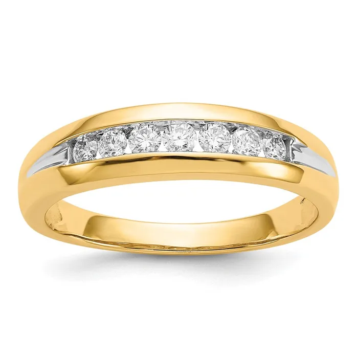 Goldiacom Rings 14K Yellow Gold wRhodium Real Diamond Mens Channel Ring