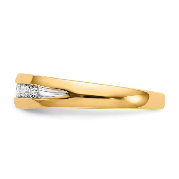 Goldiacom Rings 14K Yellow Gold wRhodium Real Diamond Mens Channel Ring