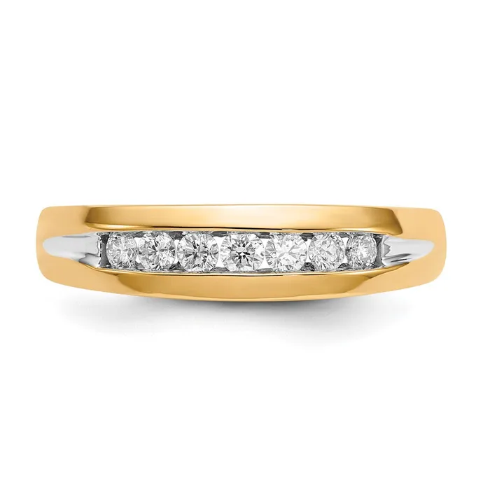 Goldiacom Rings 14K Yellow Gold wRhodium Real Diamond Mens Channel Ring