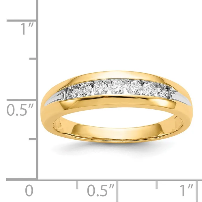 Goldiacom Rings 14K Yellow Gold wRhodium Real Diamond Mens Channel Ring
