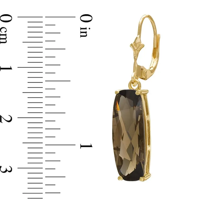 Goldia CushionCut LabCreated Smoky Quartz Bar Drop Earrings in 10K Gold Earrings Goldia CushionCut LabCreated Smoky Quartz Bar Drop Earrings in 10K Gold Earrings