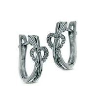 Goldia Earrings 01 CT TW Diamond Heart CrissCross Hoop Earrings in Sterling Silver Goldia Earrings 01 CT TW Diamond Heart CrissCross Hoop Earrings in Sterling Silver