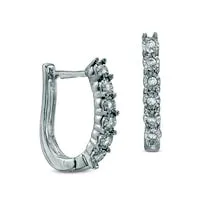 Goldia Earrings 01 CT TW Diamond Hoop Earrings in Sterling Silver