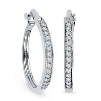 Goldia Earrings 02 CT TW Diamond Hoop Earrings in Sterling Silver