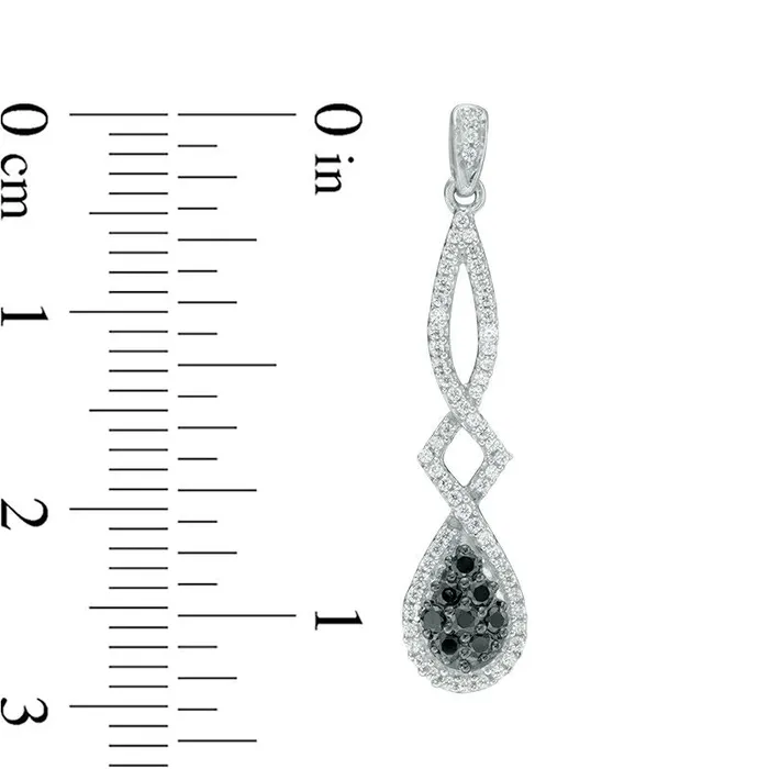 Goldia Earrings 05 CT TW Composite Enhanced Black and White Diamond PearShaped Twist Drop Earrings in 10K White Gold Goldia Earrings 05 CT TW Composite Enhanced Black and White Diamond PearShaped Twist Drop Earrings in 10K White Gold