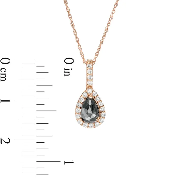 Goldia Earrings 075 CT TW Enhanced Black and White PearShaped Natural Diamond Frame Drop Pendant in 14K Rose Gold Goldia Earrings 075 CT TW Enhanced Black and White PearShaped Natural Diamond Frame Drop Pendant in 14K Rose Gold