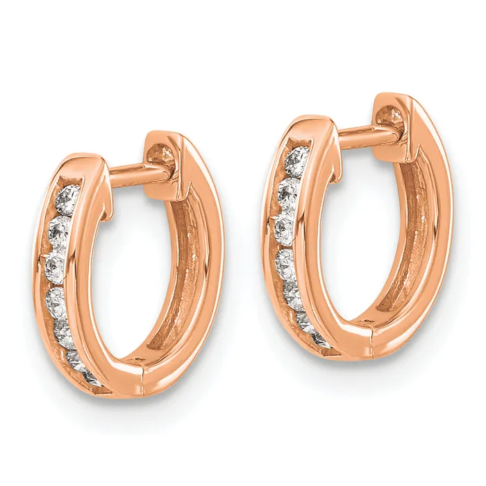 Goldia Earrings 14k Rose Gold 18 Ct Lab Grown Diamond VSSI G Hinged Hoop Earrings