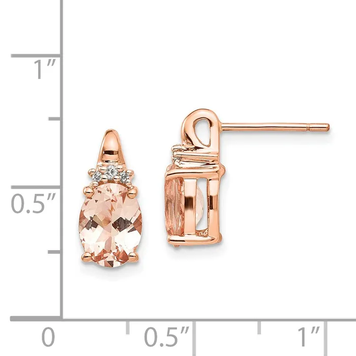 Goldia Earrings 14K Rose Gold Morganite and Real Diamond Post Earrings