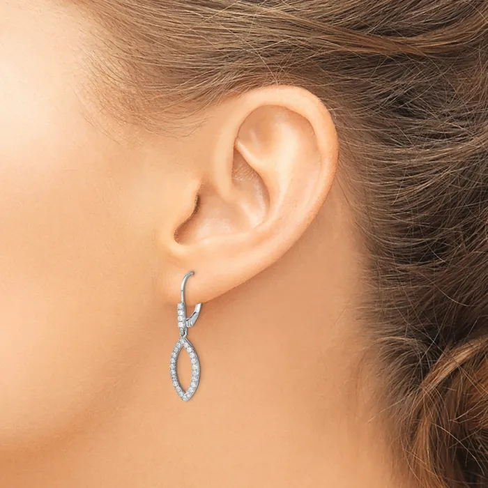 Goldia Earrings 14k White Gold 12 Ct Lab Grown Diamond VSSI G Fashion Dangle Leverback Earrings