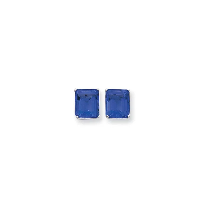 Goldia Earrings 14k White Gold 12x10mm Emerald Cut Tsavorite Earrings