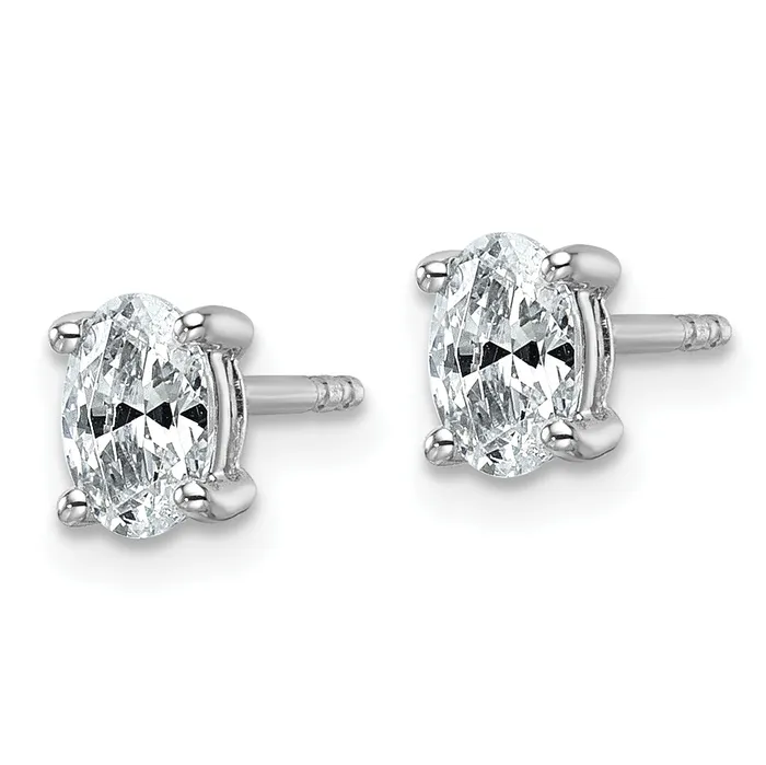 Goldia Earrings 14k White Gold 34 ctw Lab Grown Diamond VSSI G Oval 4 Prong Heavy Wt Stud Earrings