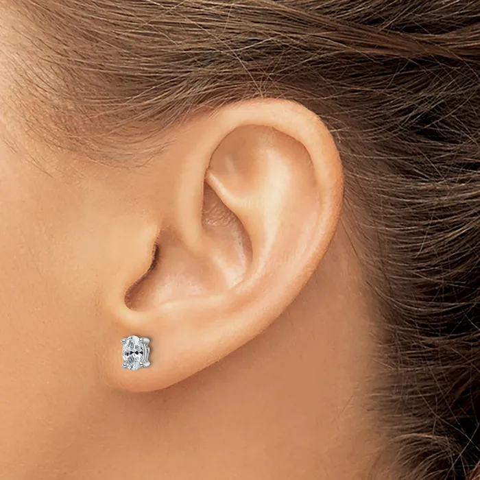 Goldia Earrings 14k White Gold 34 ctw Lab Grown Diamond VSSI G Oval 4 Prong Heavy Wt Stud Earrings