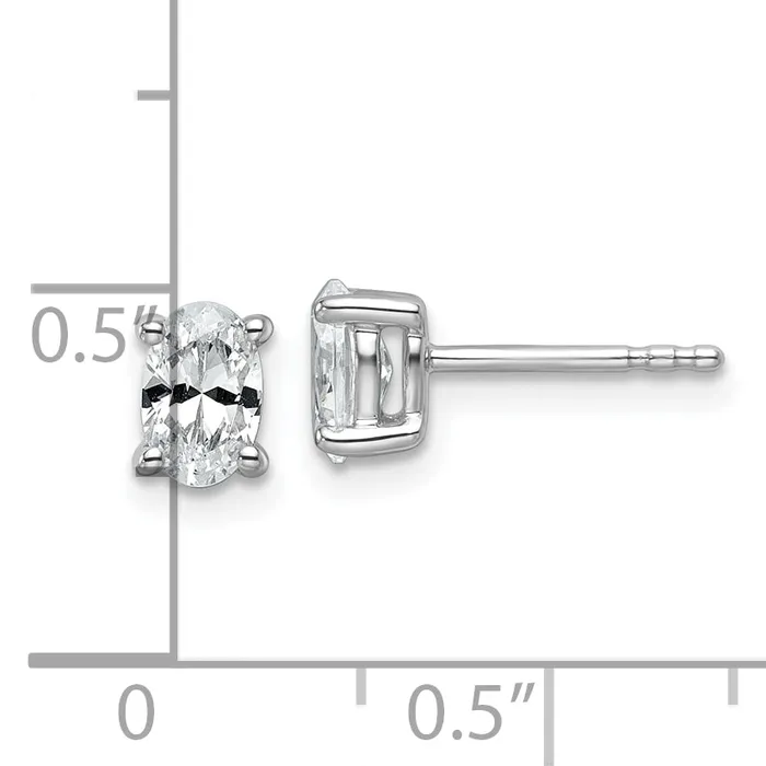 Goldia Earrings 14k White Gold 34 ctw Lab Grown Diamond VSSI G Oval 4 Prong Heavy Wt Stud Earrings