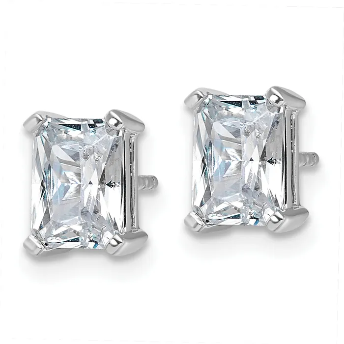 Goldia Earrings 14k White Gold 3 ctw Lab Grown Diamond VSSI G Radiant 4 Prong Heavy Wt Stud Earrings
