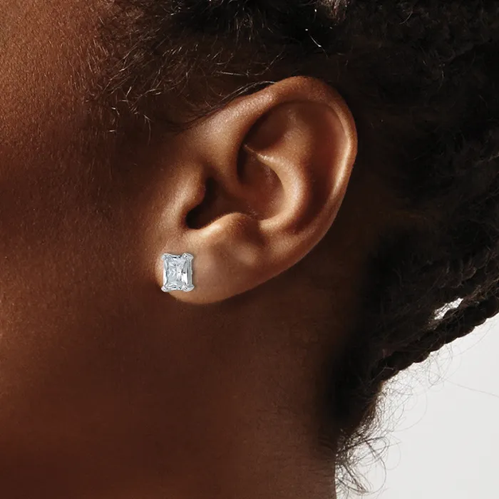 Goldia Earrings 14k White Gold 3 ctw Lab Grown Diamond VSSI G Radiant 4 Prong Heavy Wt Stud Earrings