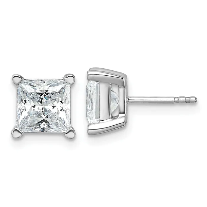 Goldia Earrings 14k White Gold 5 ctw Certified Lab Grown Diamond VSSI G Princess 4 Prong Heavy Wt Stud Earrings Goldia Earrings 14k White Gold 5 ctw Certified Lab Grown Diamond VSSI G Princess 4 Prong Heavy Wt Stud Earrings