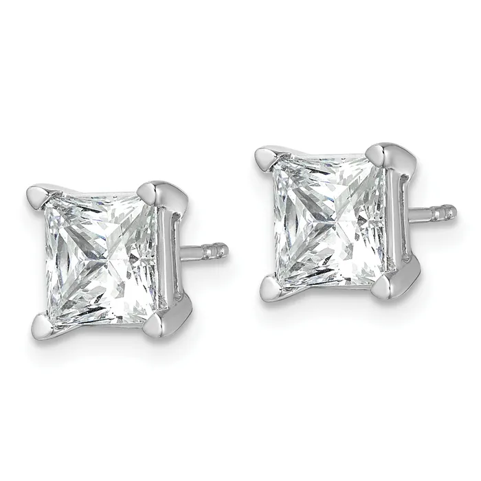 Goldia Earrings 14k White Gold 5 ctw Certified Lab Grown Diamond VSSI G Princess 4 Prong Heavy Wt Stud Earrings
