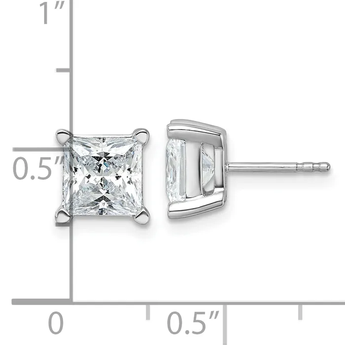 Goldia Earrings 14k White Gold 5 ctw Certified Lab Grown Diamond VSSI G Princess 4 Prong Heavy Wt Stud Earrings