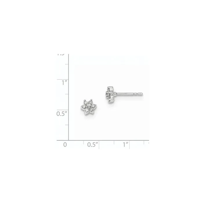Goldia Earrings 14k White Gold Polished Flower Real Diamond Post Earrings