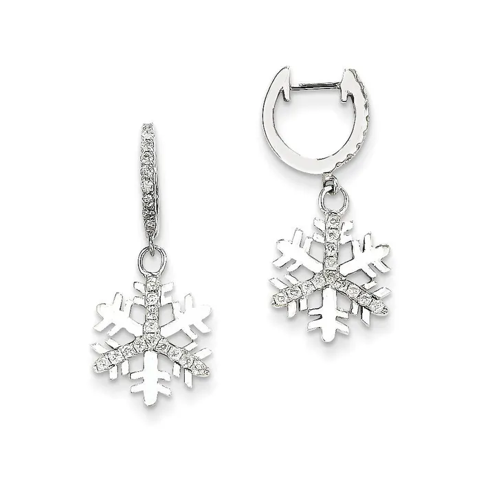 Goldia Earrings 14K White Gold Real Diamond Small Snowflake Earrings