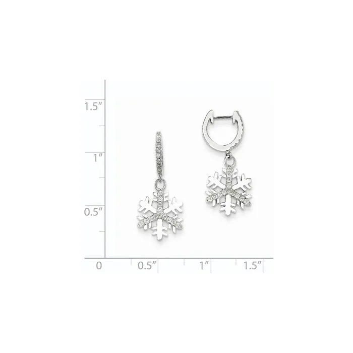 Goldia Earrings 14K White Gold Real Diamond Small Snowflake Earrings