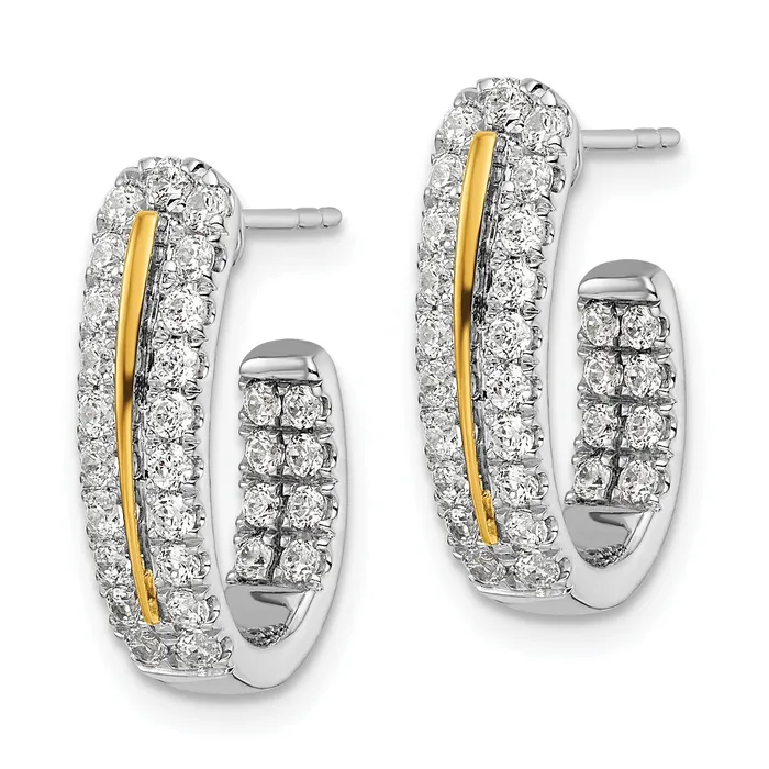Goldia Earrings 14k White Gold TwoTone Lab Grown Diamond VSSI FGH In and Out JHoop Earrings