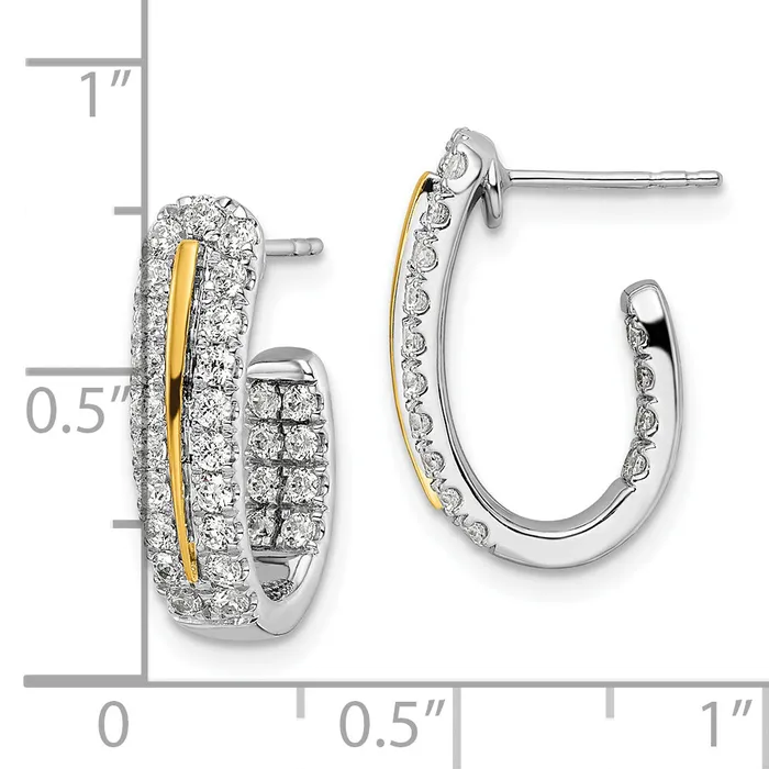 Goldia Earrings 14k White Gold TwoTone Lab Grown Diamond VSSI FGH In and Out JHoop Earrings
