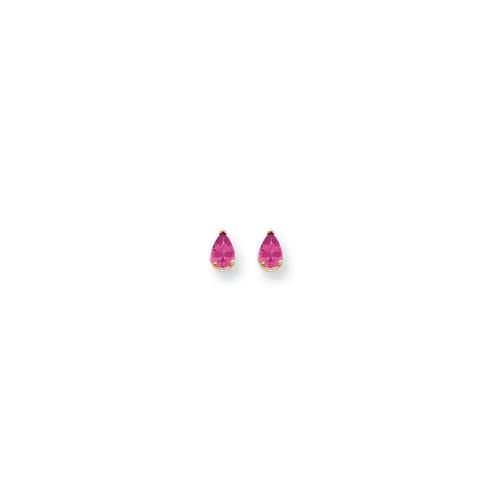 Goldia Earrings 14k Yellow Gold 6x4mm Pear Pink Sapphire Earrings