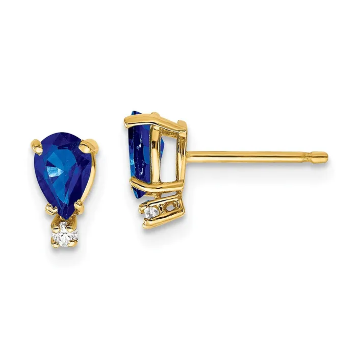 Goldia Earrings 14k Yellow Gold 6x4mm Pear Sapphire A Real Diamond Earrings Goldia Earrings 14k Yellow Gold 6x4mm Pear Sapphire A Real Diamond Earrings