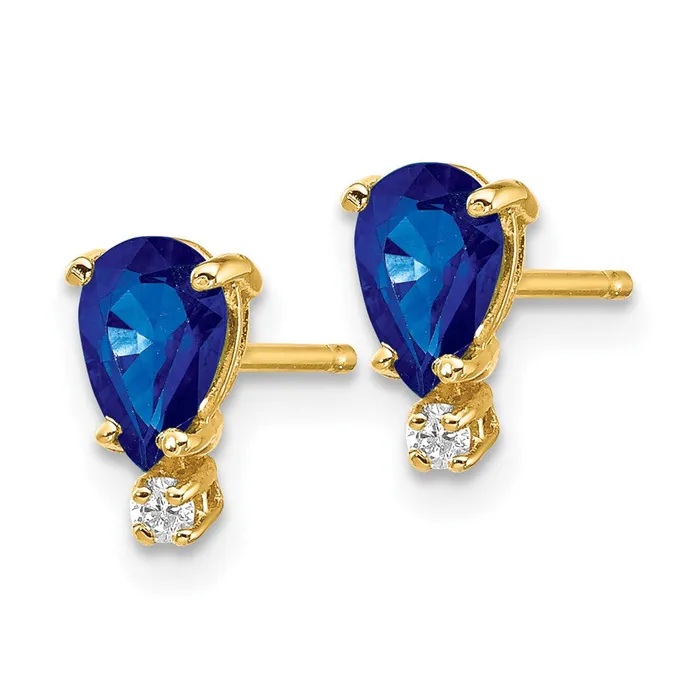 Goldia Earrings 14k Yellow Gold 6x4mm Pear Sapphire A Real Diamond Earrings
