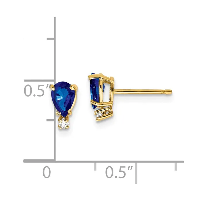 Goldia Earrings 14k Yellow Gold 6x4mm Pear Sapphire A Real Diamond Earrings
