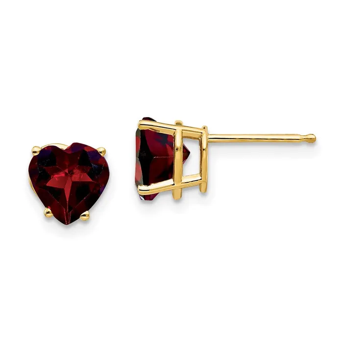 Goldia Earrings 14k Yellow Gold 7mm Heart Garnet Earrings