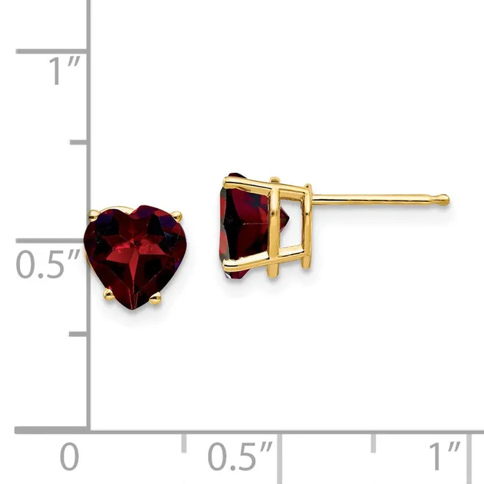 Goldia Earrings 14k Yellow Gold 7mm Heart Garnet Earrings