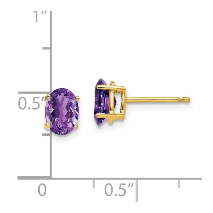 Goldia Earrings 14k Yellow Gold 7x5mm Oval Amethyst Earrings