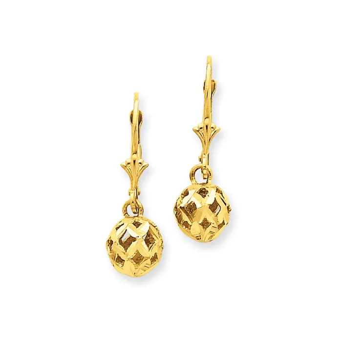 Goldia Earrings 14k Yellow Gold Diamondcut Filigree Ball Leverback Earrings Goldia Earrings 14k Yellow Gold Diamondcut Filigree Ball Leverback Earrings