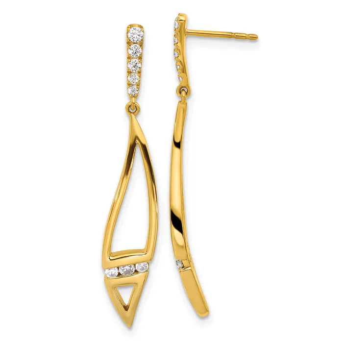 Goldia Earrings 14k Yellow Gold Lab Grown Diamond VSSI G Curved Post Dangle Earrings Goldia Earrings 14k Yellow Gold Lab Grown Diamond VSSI G Curved Post Dangle Earrings