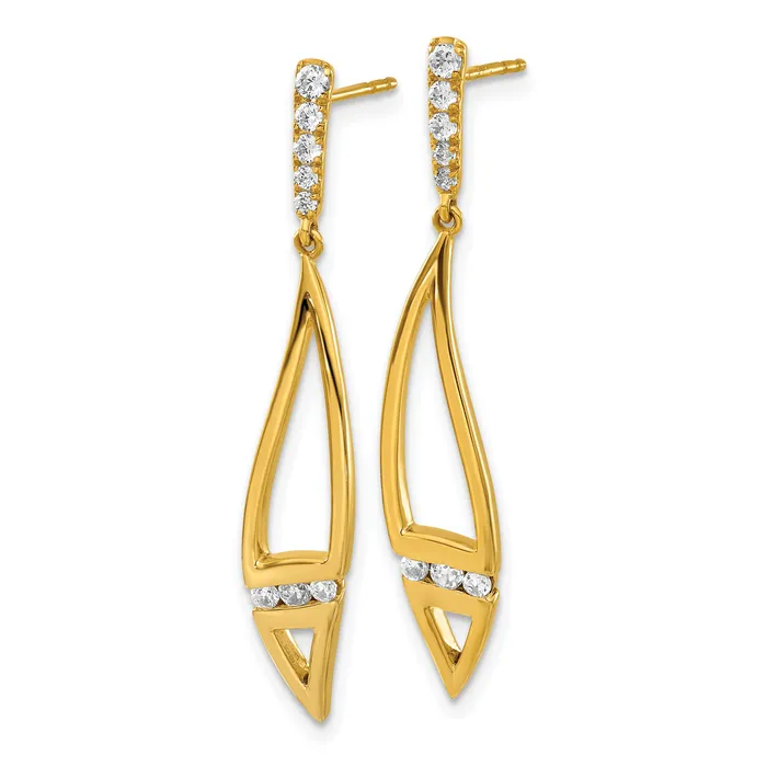 Goldia Earrings 14k Yellow Gold Lab Grown Diamond VSSI G Curved Post Dangle Earrings
