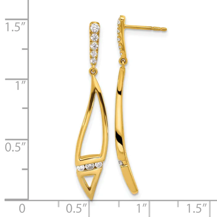 Goldia Earrings 14k Yellow Gold Lab Grown Diamond VSSI G Curved Post Dangle Earrings