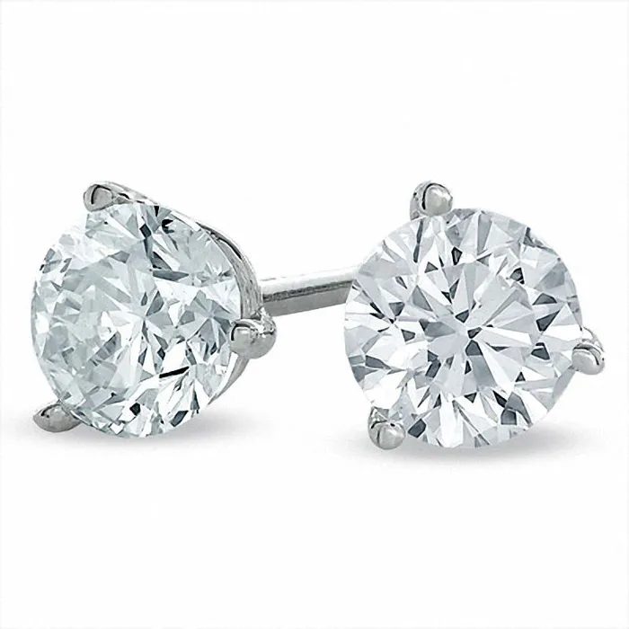 Goldia Earrings 2 CT TW Certified Diamond Solitaire Stud Earrings in 18K White Gold ISI2 Goldia Earrings 2 CT TW Certified Diamond Solitaire Stud Earrings in 18K White Gold ISI2