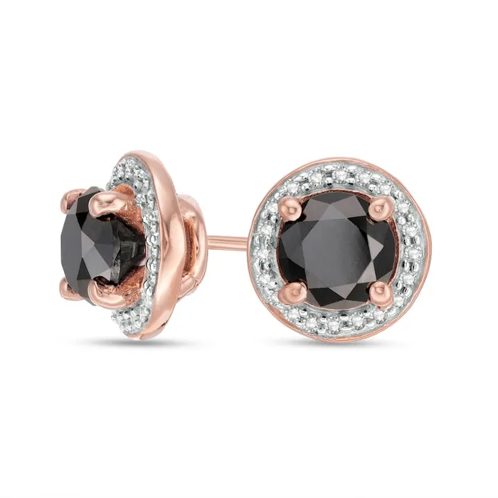 Goldia Earrings 2 CT TW Enhanced Black and White Diamond Frame Stud Earrings in 10K Rose Gold Goldia Earrings 2 CT TW Enhanced Black and White Diamond Frame Stud Earrings in 10K Rose Gold