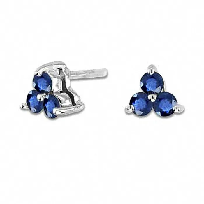 Goldia Earrings Blue Sapphire Stud Earrings in 14K White Gold