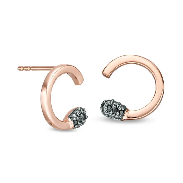 Goldia Earrings Enhanced Black Diamond Accent Matchstick Open Stud Earrings in 10K Rose Gold Goldia Earrings Enhanced Black Diamond Accent Matchstick Open Stud Earrings in 10K Rose Gold